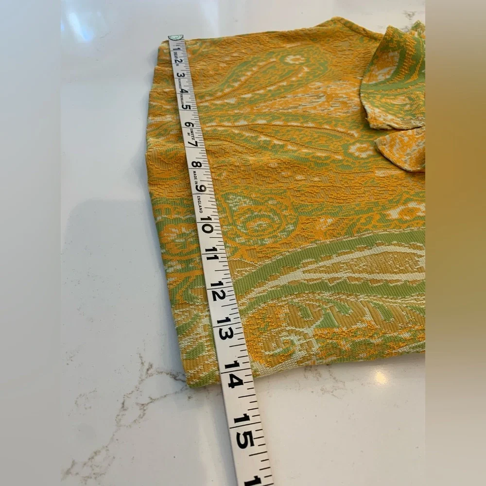 Zara Blouse Size Large Jacquard Paisley Print Ruffle Scoop Neck Top NEW - Picture 4 of 12